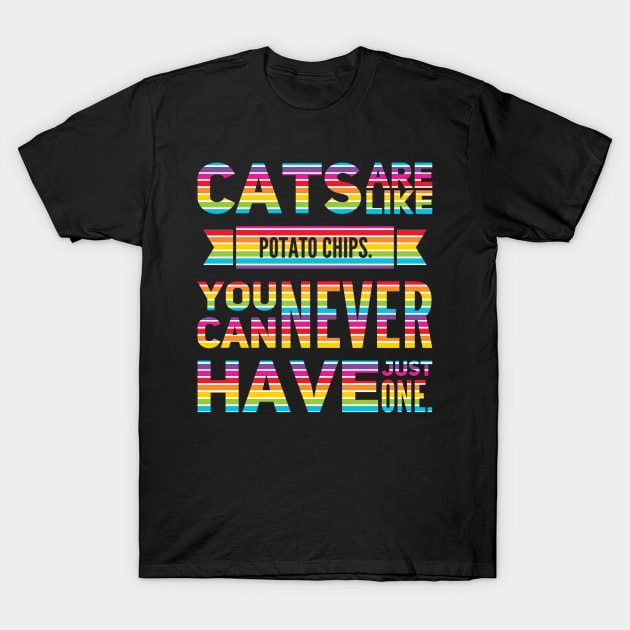 Rainbow Cat Are Like Potato Chips T-Shirt by kooicat